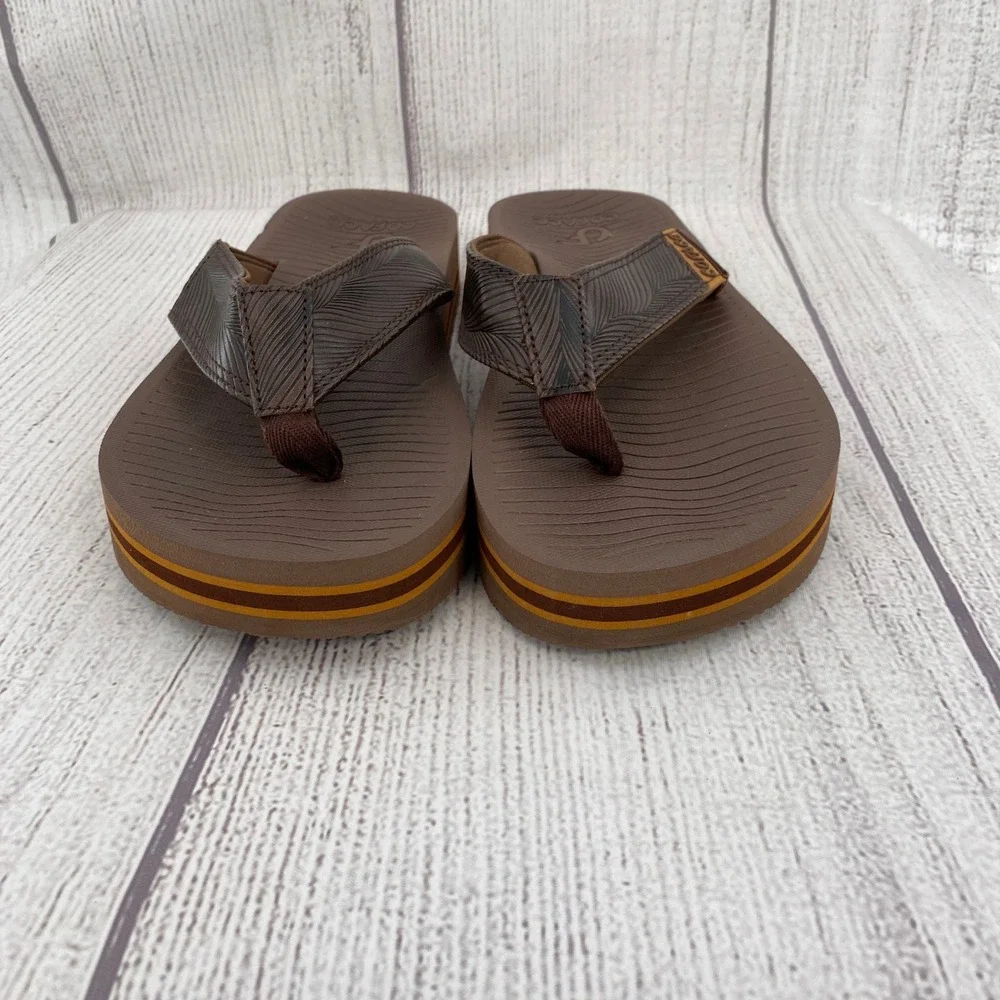 Coface Flip Flop Sandals Mens 10 Brown Yoga Mat Textured Straps Summer Sandal